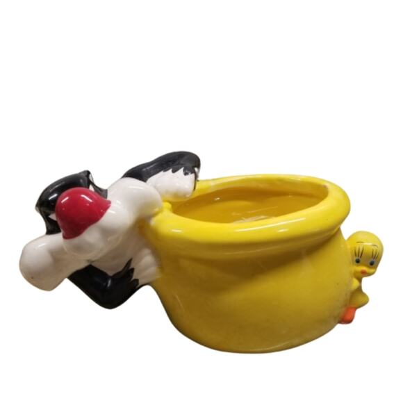 Vintage Warner Bros. Sylvester and Tweety Bird Bowl/Planter - Picture 1 of 5